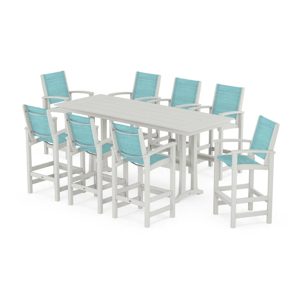 POLYWOOD® - Coastal 9-Piece Farmhouse Bar Set with Trestle Legs - PWS1915 - Image 112