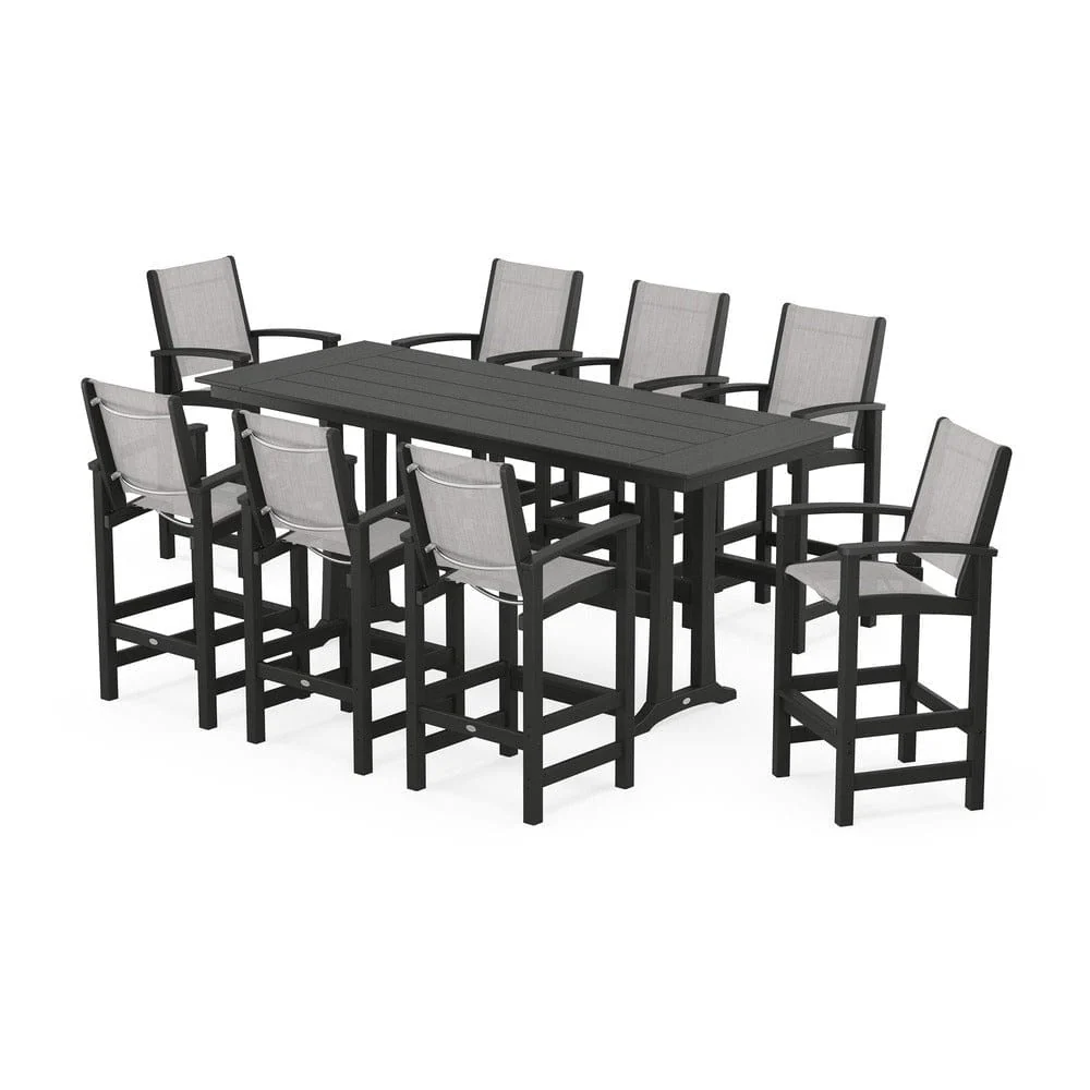 POLYWOOD® - Coastal 9-Piece Farmhouse Bar Set with Trestle Legs - PWS1915 - Image 122