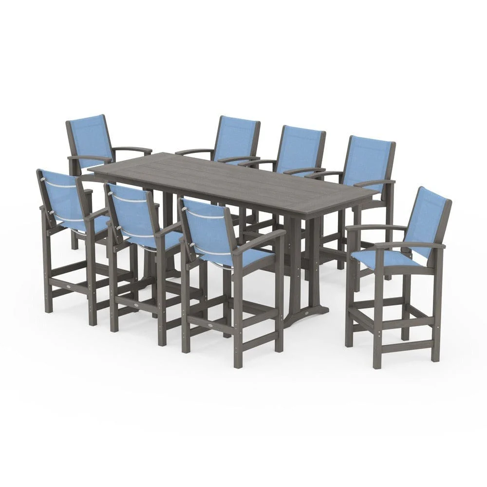 POLYWOOD® - Coastal 9-Piece Farmhouse Bar Set with Trestle Legs - PWS1915 - Image 128
