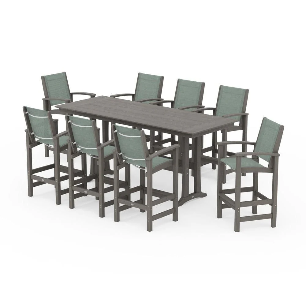 POLYWOOD® - Coastal 9-Piece Farmhouse Bar Set with Trestle Legs - PWS1915 - Image 136