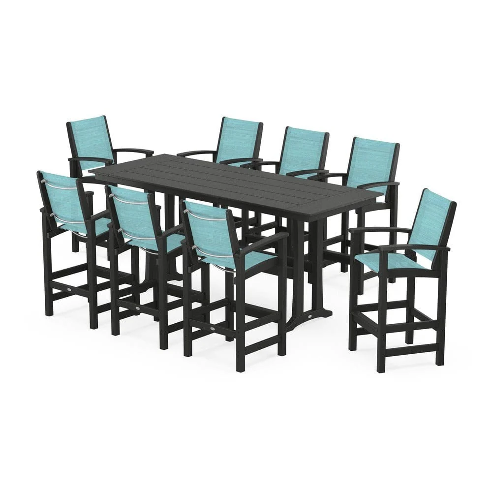 POLYWOOD® - Coastal 9-Piece Farmhouse Bar Set with Trestle Legs - PWS1915 - Image 14