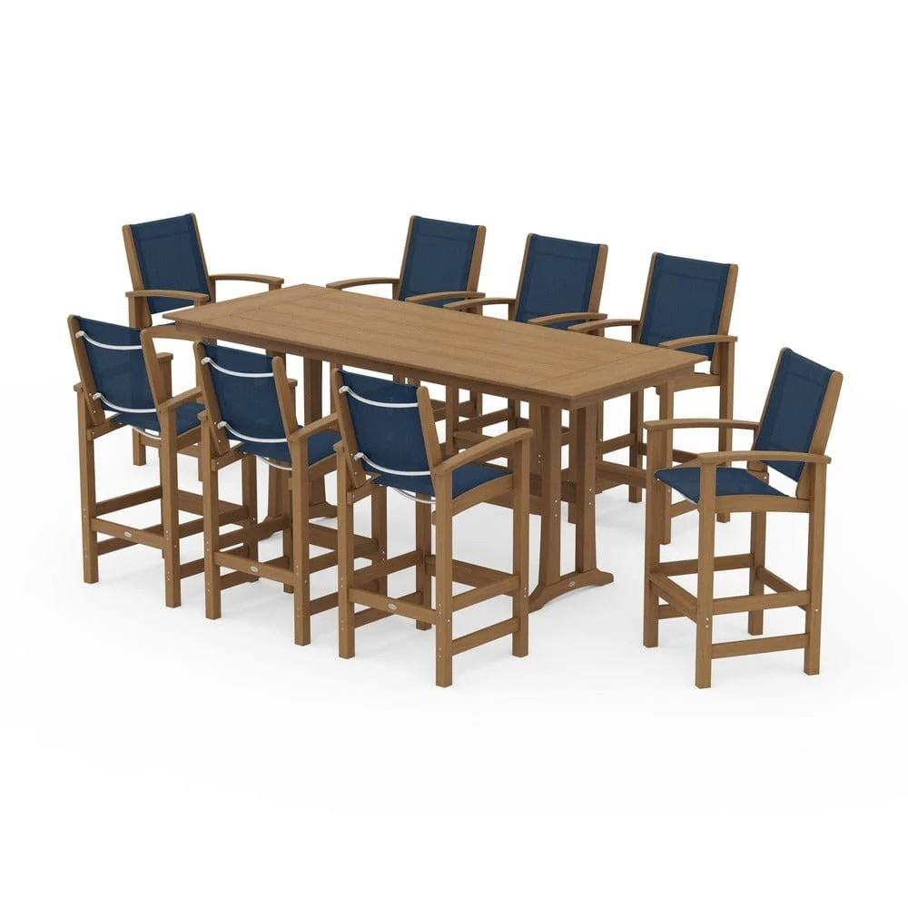 POLYWOOD® - Coastal 9-Piece Farmhouse Bar Set with Trestle Legs - PWS1915 - Image 143