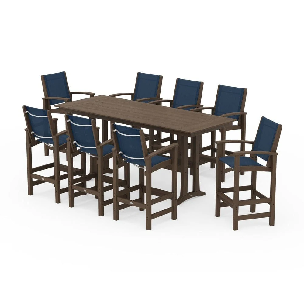 POLYWOOD® - Coastal 9-Piece Farmhouse Bar Set with Trestle Legs - PWS1915 - Image 152