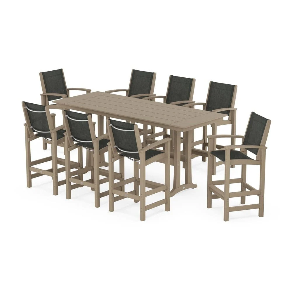 POLYWOOD® - Coastal 9-Piece Farmhouse Bar Set with Trestle Legs - PWS1915 - Image 16