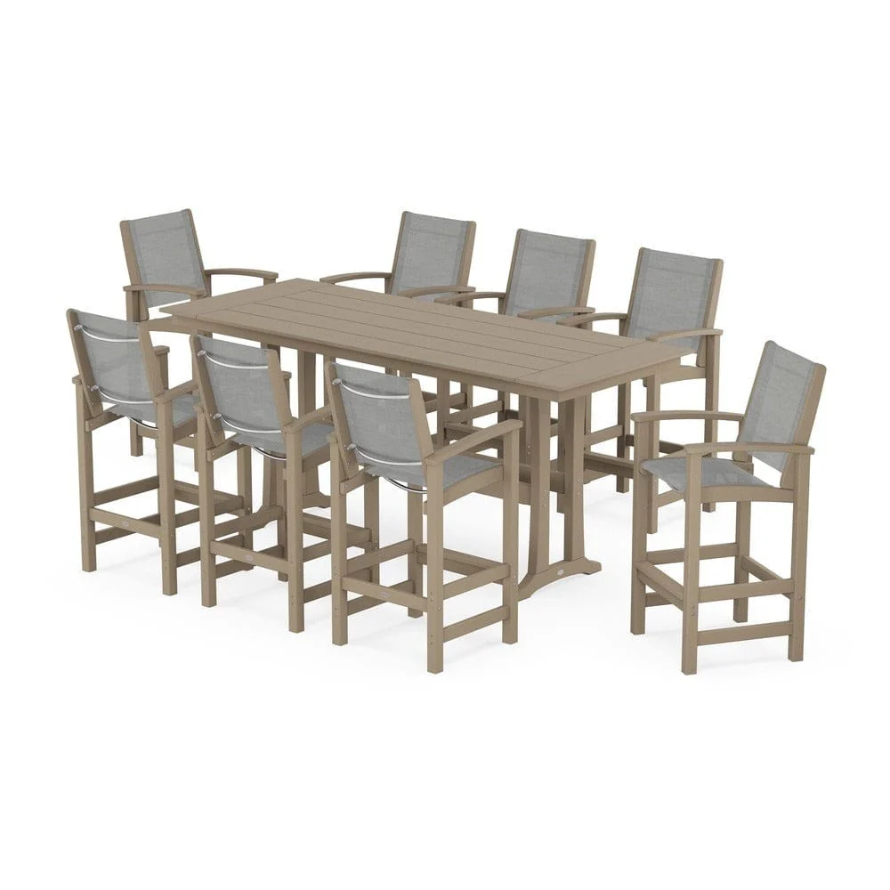 POLYWOOD® - Coastal 9-Piece Farmhouse Bar Set with Trestle Legs - PWS1915 - Image 17