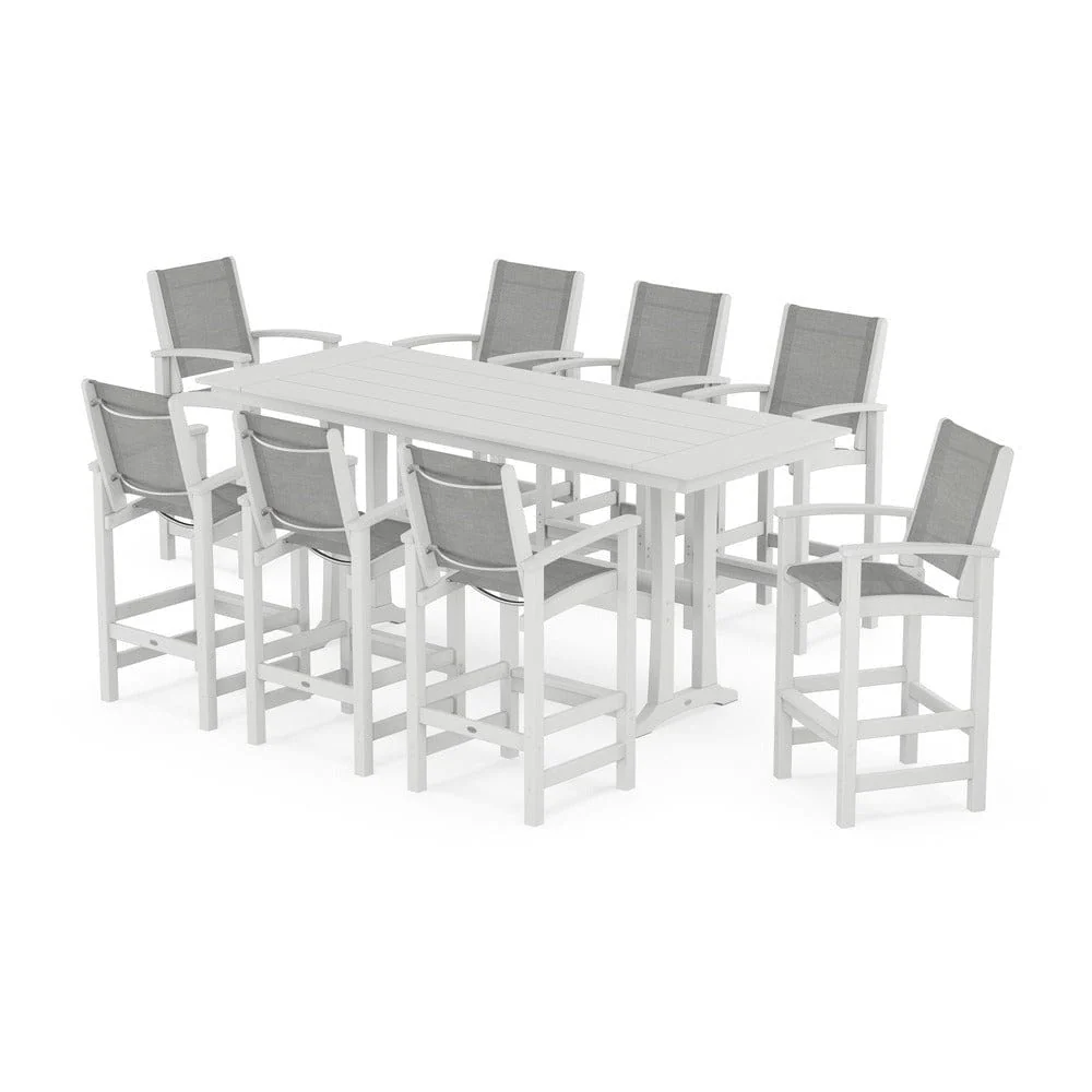 POLYWOOD® - Coastal 9-Piece Farmhouse Bar Set with Trestle Legs - PWS1915 - Image 18