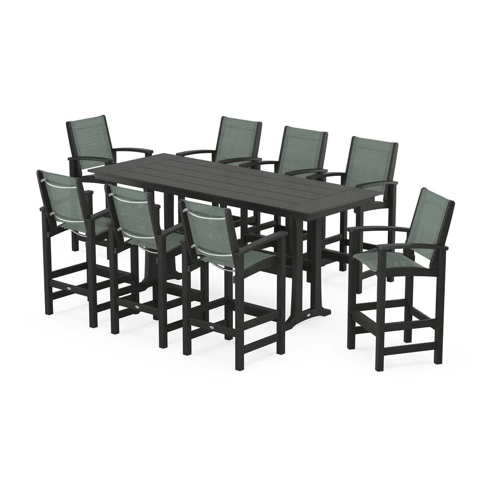 POLYWOOD® - Coastal 9-Piece Farmhouse Bar Set with Trestle Legs - PWS1915 - Image 19