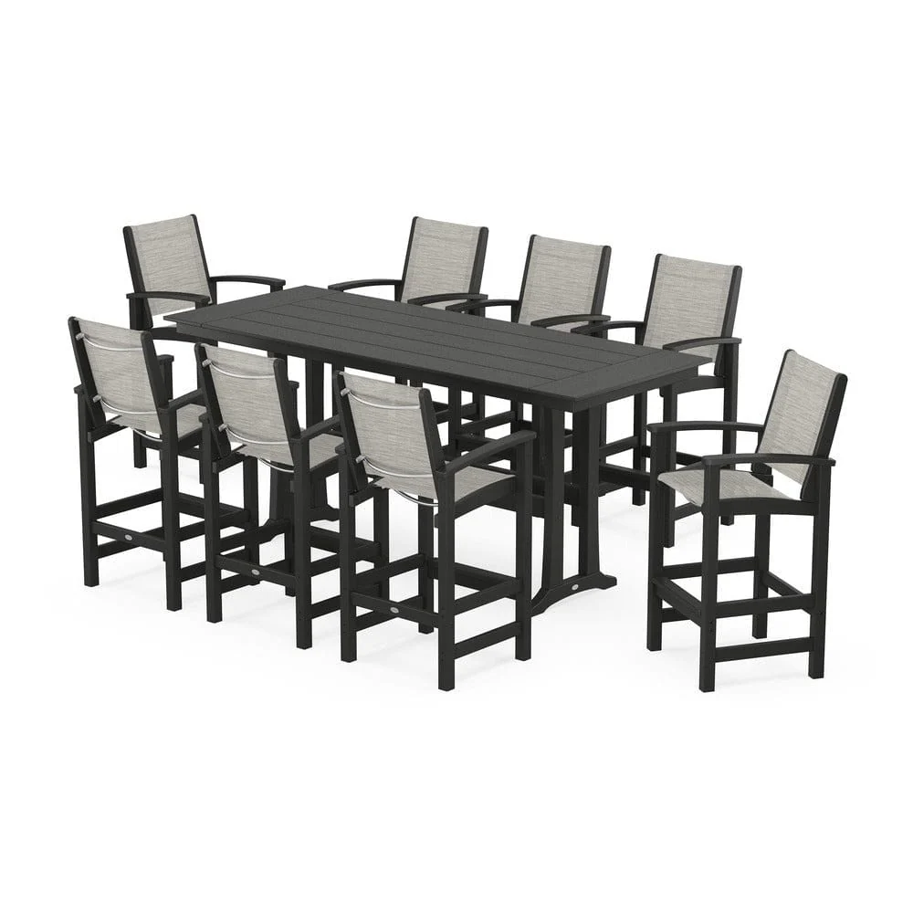 POLYWOOD® - Coastal 9-Piece Farmhouse Bar Set with Trestle Legs - PWS1915 - Image 20