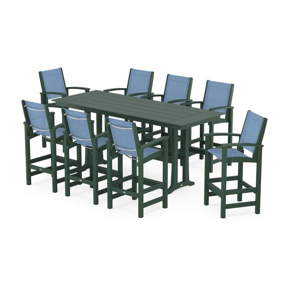 POLYWOOD® - Coastal 9-Piece Farmhouse Bar Set with Trestle Legs - PWS1915 - Image 21