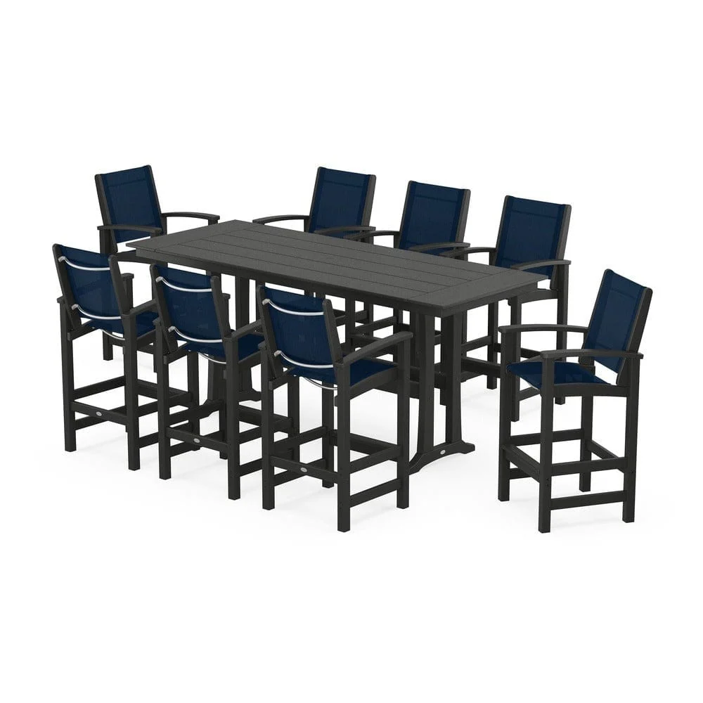 POLYWOOD® - Coastal 9-Piece Farmhouse Bar Set with Trestle Legs - PWS1915 - Image 23