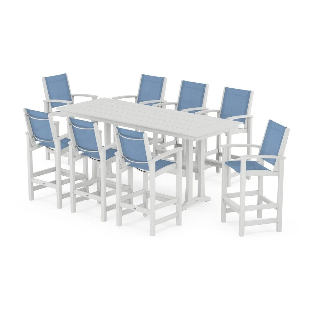 POLYWOOD® - Coastal 9-Piece Farmhouse Bar Set with Trestle Legs - PWS1915 - Image 25
