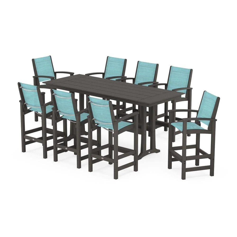 POLYWOOD® - Coastal 9-Piece Farmhouse Bar Set with Trestle Legs - PWS1915 - Image 28