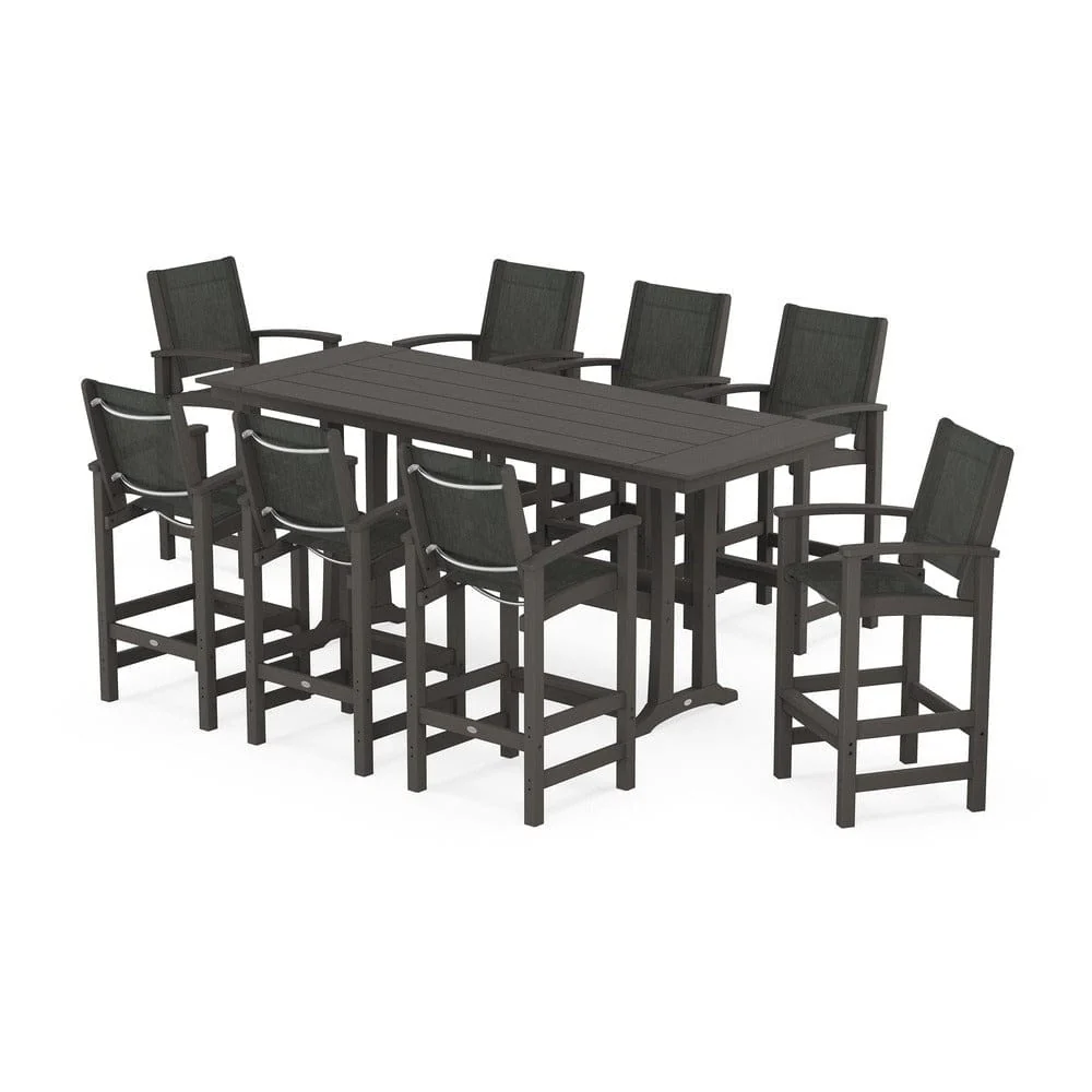 POLYWOOD® - Coastal 9-Piece Farmhouse Bar Set with Trestle Legs - PWS1915 - Image 30