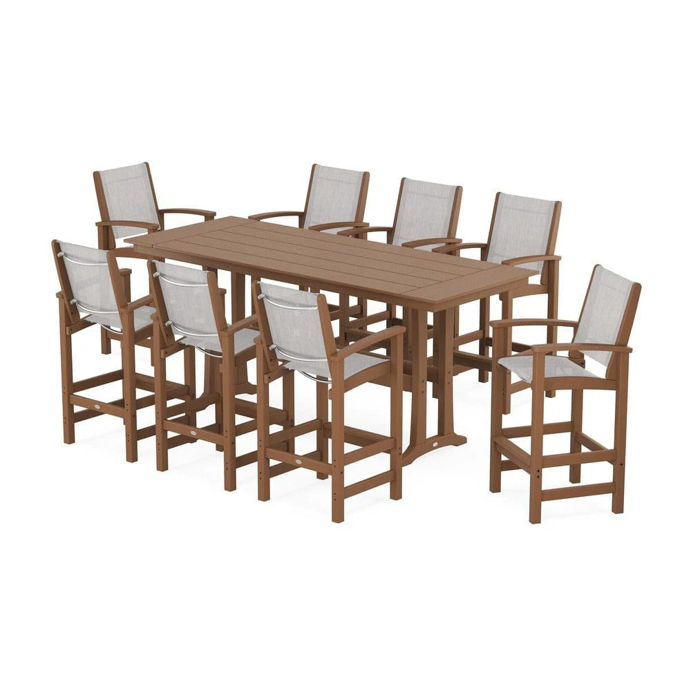 POLYWOOD® - Coastal 9-Piece Farmhouse Bar Set with Trestle Legs - PWS1915 - Image 31