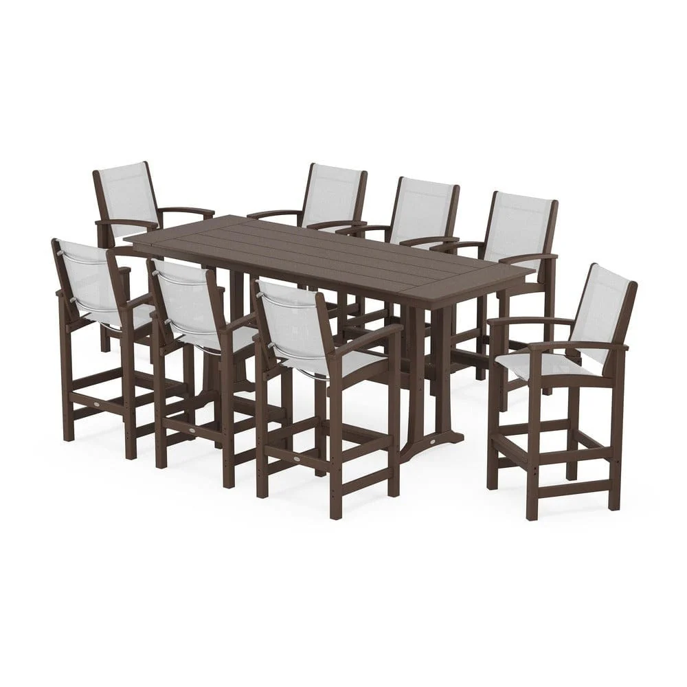 POLYWOOD® - Coastal 9-Piece Farmhouse Bar Set with Trestle Legs - PWS1915 - Image 33