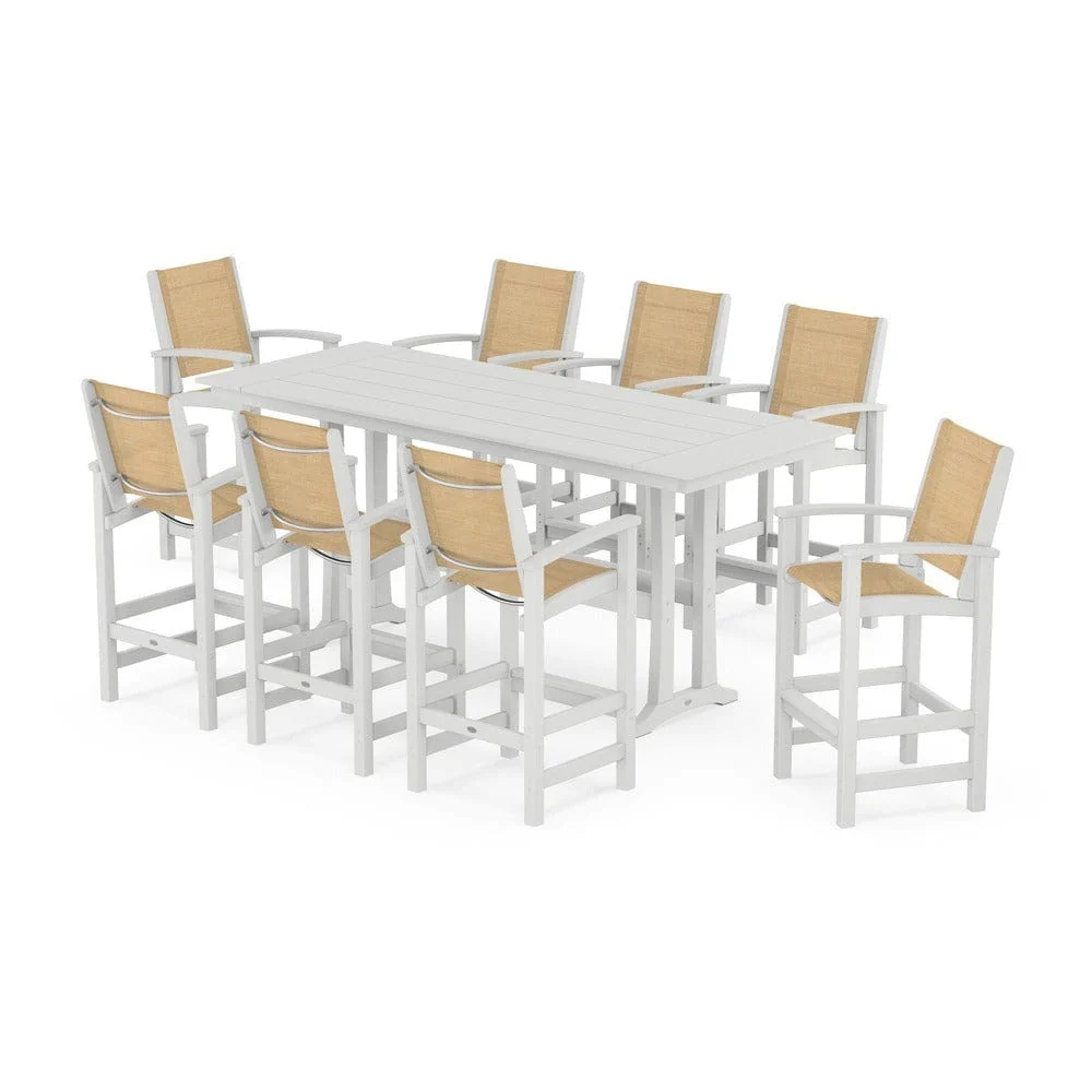POLYWOOD® - Coastal 9-Piece Farmhouse Bar Set with Trestle Legs - PWS1915 - Image 34