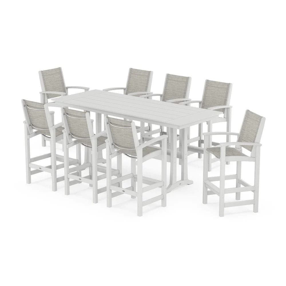 POLYWOOD® - Coastal 9-Piece Farmhouse Bar Set with Trestle Legs - PWS1915 - Image 35