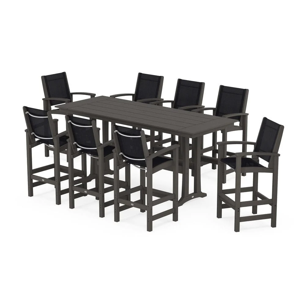 POLYWOOD® - Coastal 9-Piece Farmhouse Bar Set with Trestle Legs - PWS1915 - Image 36