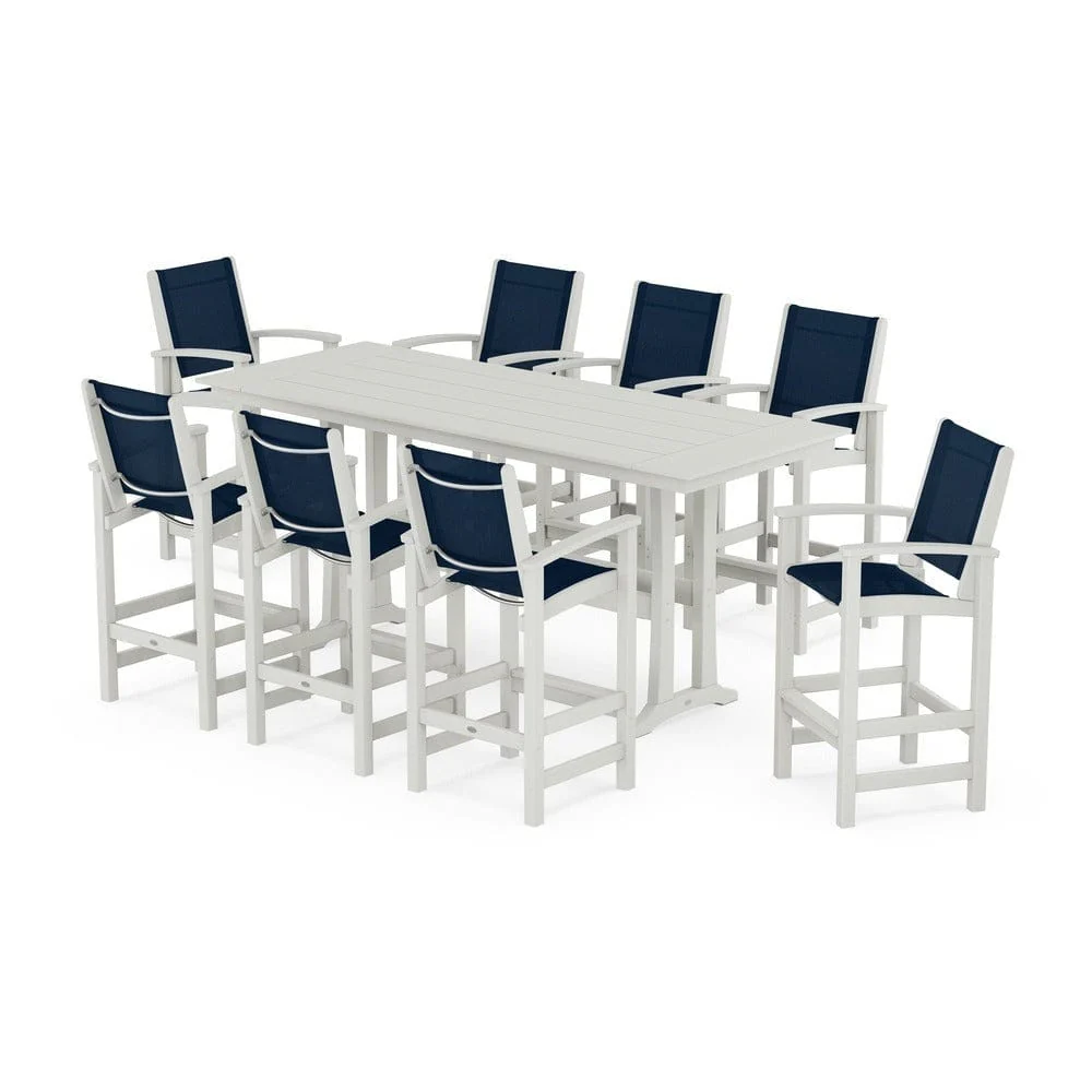 POLYWOOD® - Coastal 9-Piece Farmhouse Bar Set with Trestle Legs - PWS1915 - Image 37