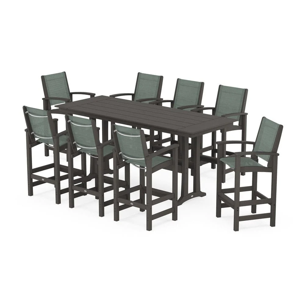 POLYWOOD® - Coastal 9-Piece Farmhouse Bar Set with Trestle Legs - PWS1915 - Image 38