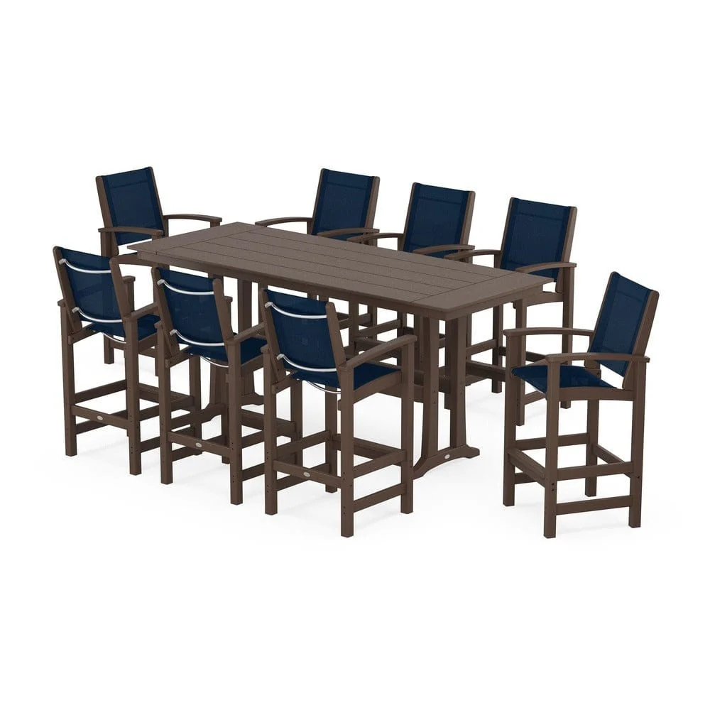POLYWOOD® - Coastal 9-Piece Farmhouse Bar Set with Trestle Legs - PWS1915 - Image 40