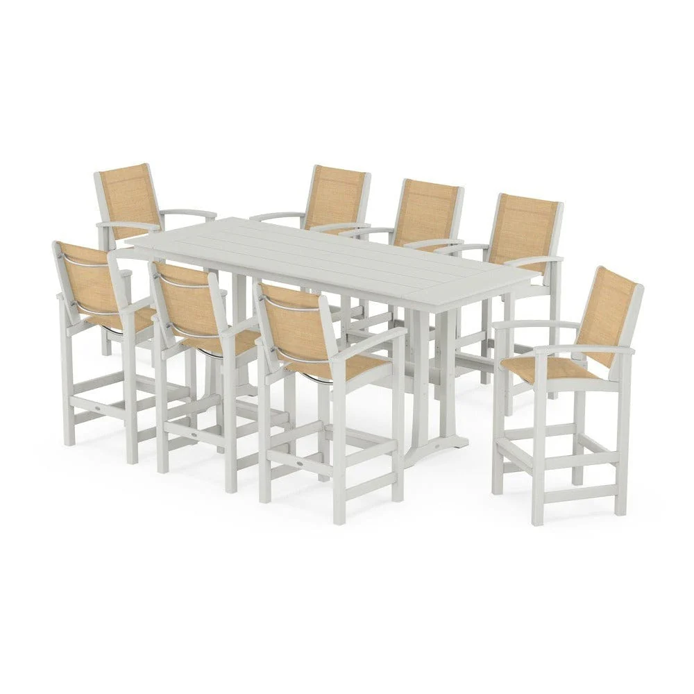 POLYWOOD® - Coastal 9-Piece Farmhouse Bar Set with Trestle Legs - PWS1915 - Image 43