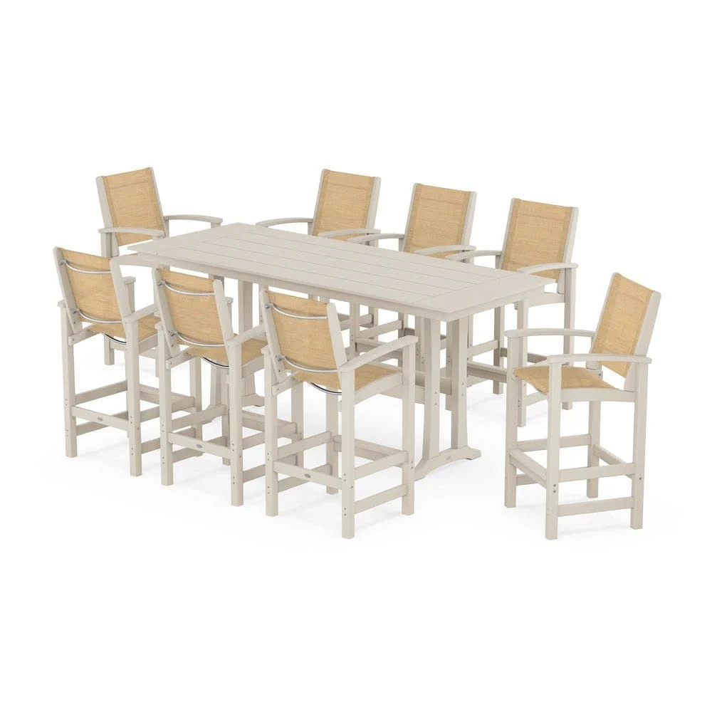 POLYWOOD® - Coastal 9-Piece Farmhouse Bar Set with Trestle Legs - PWS1915 - Image 47