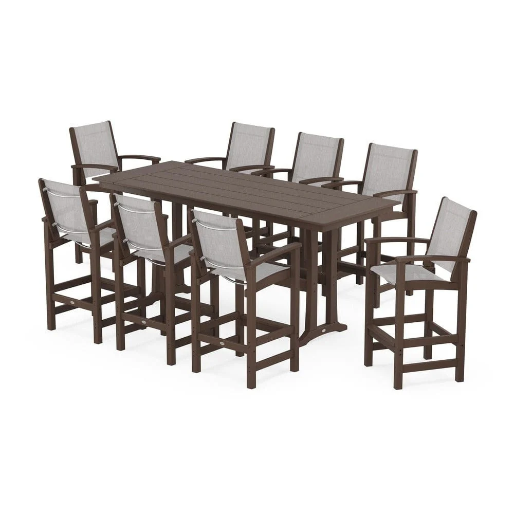 POLYWOOD® - Coastal 9-Piece Farmhouse Bar Set with Trestle Legs - PWS1915 - Image 48