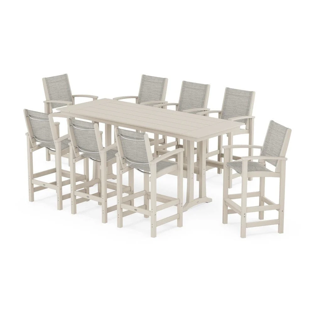 POLYWOOD® - Coastal 9-Piece Farmhouse Bar Set with Trestle Legs - PWS1915 - Image 52