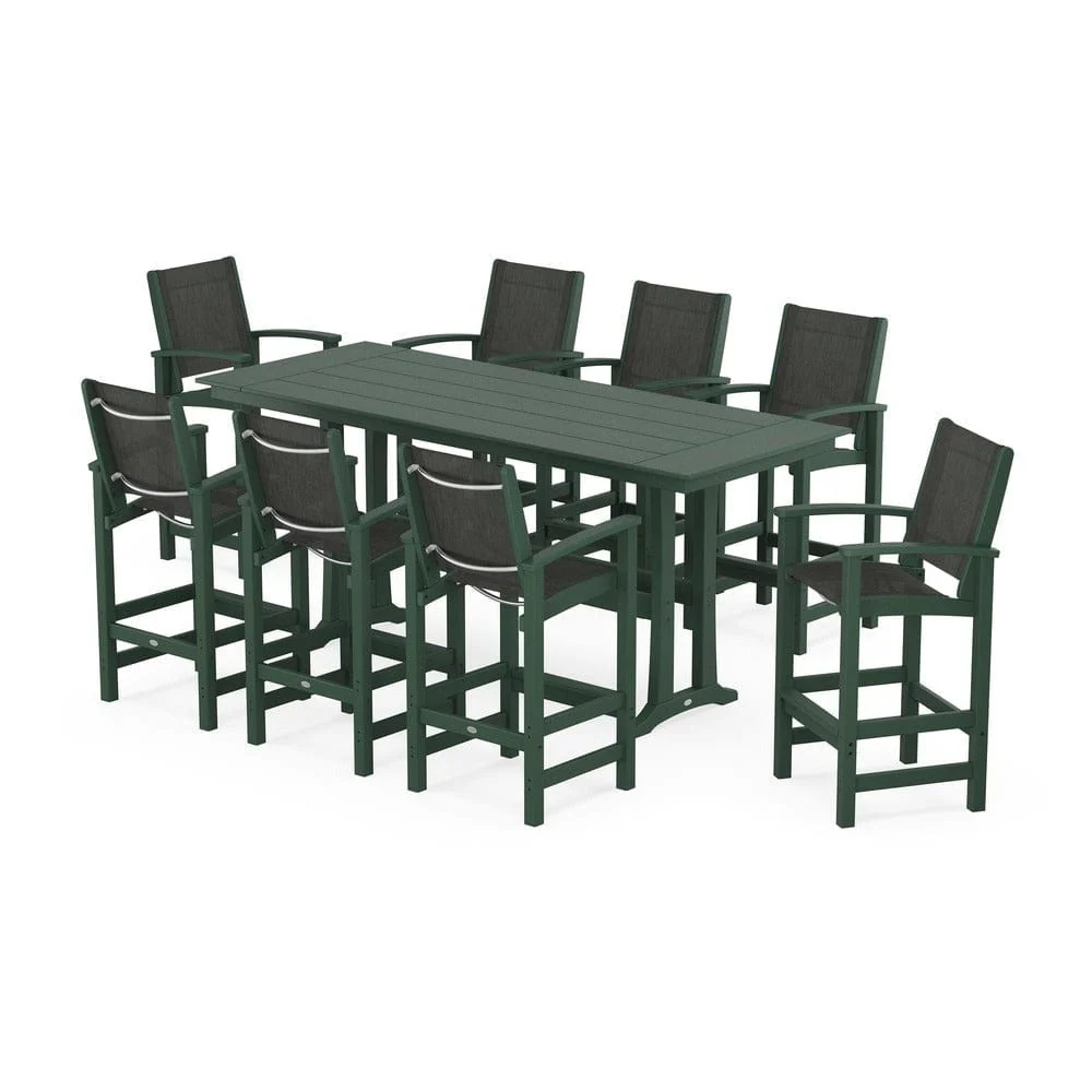 POLYWOOD® - Coastal 9-Piece Farmhouse Bar Set with Trestle Legs - PWS1915 - Image 53