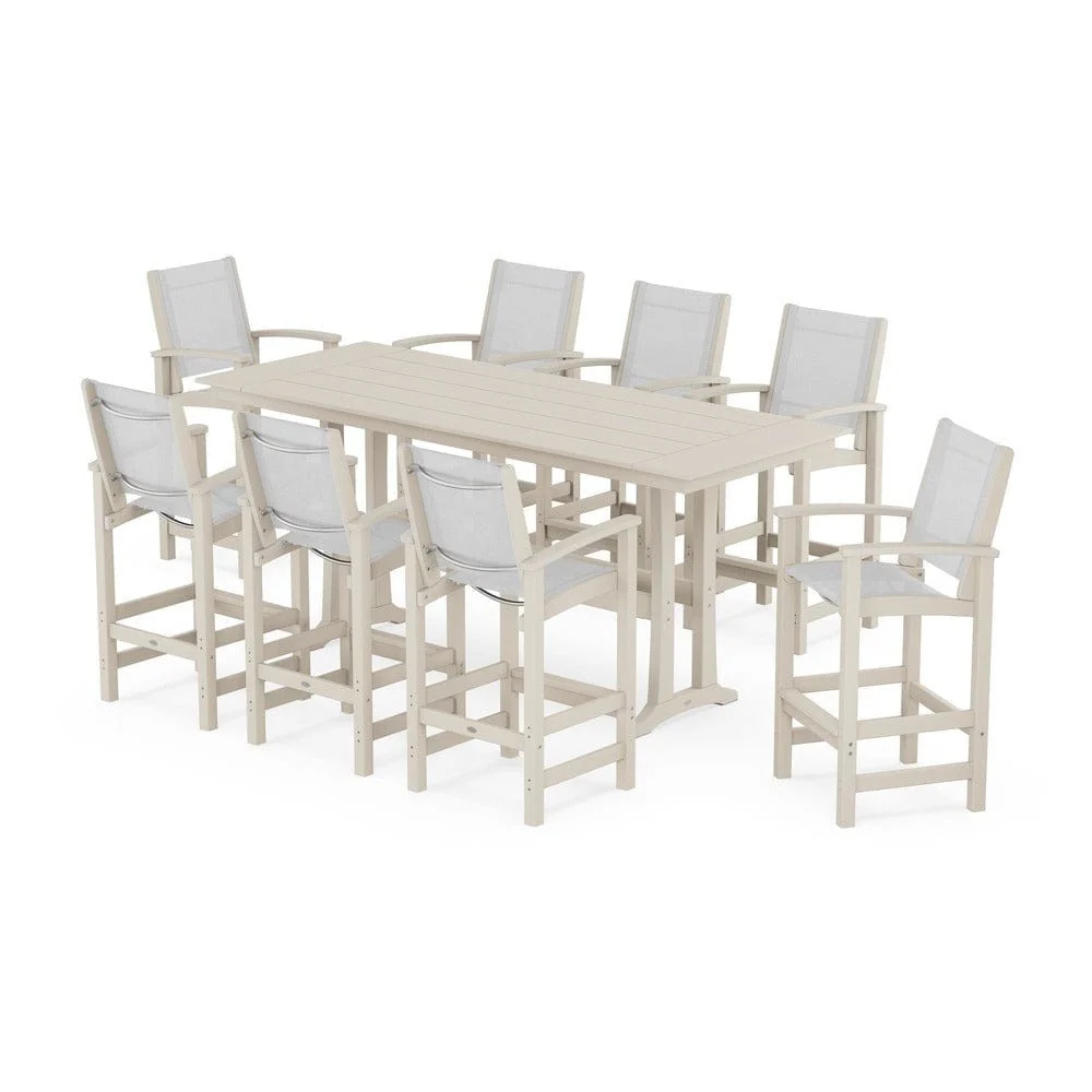 POLYWOOD® - Coastal 9-Piece Farmhouse Bar Set with Trestle Legs - PWS1915 - Image 54