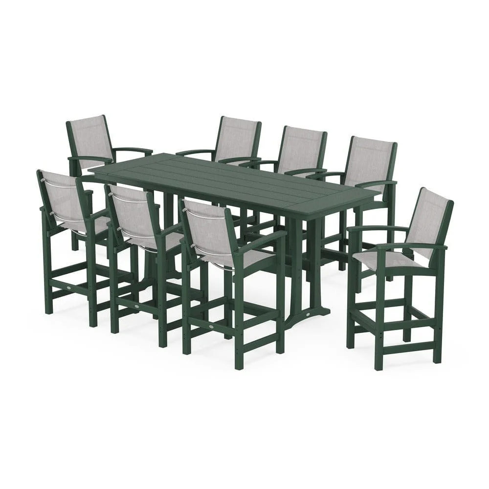 POLYWOOD® - Coastal 9-Piece Farmhouse Bar Set with Trestle Legs - PWS1915 - Image 59