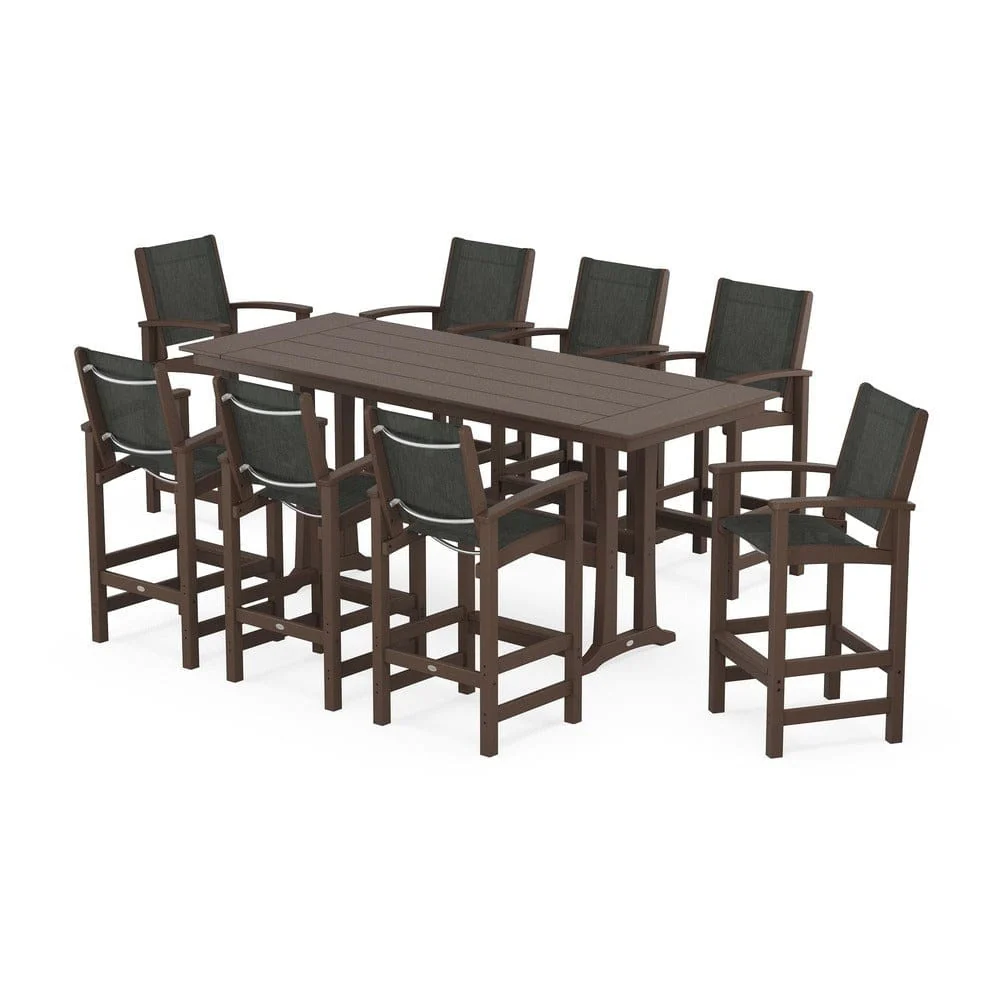 POLYWOOD® - Coastal 9-Piece Farmhouse Bar Set with Trestle Legs - PWS1915 - Image 6