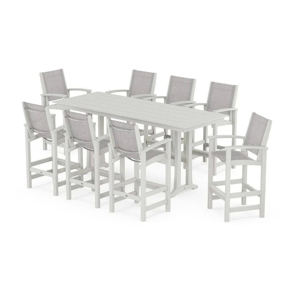POLYWOOD® - Coastal 9-Piece Farmhouse Bar Set with Trestle Legs - PWS1915 - Image 60