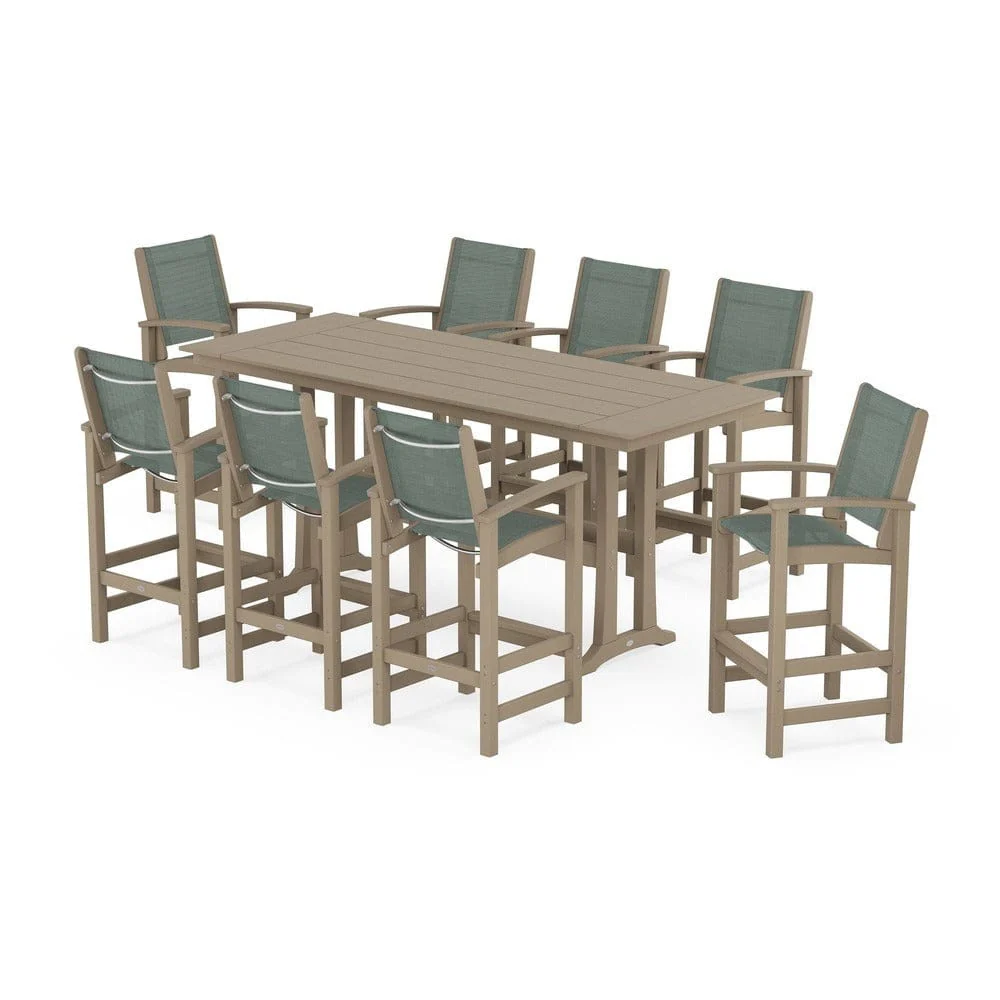 POLYWOOD® - Coastal 9-Piece Farmhouse Bar Set with Trestle Legs - PWS1915 - Image 61