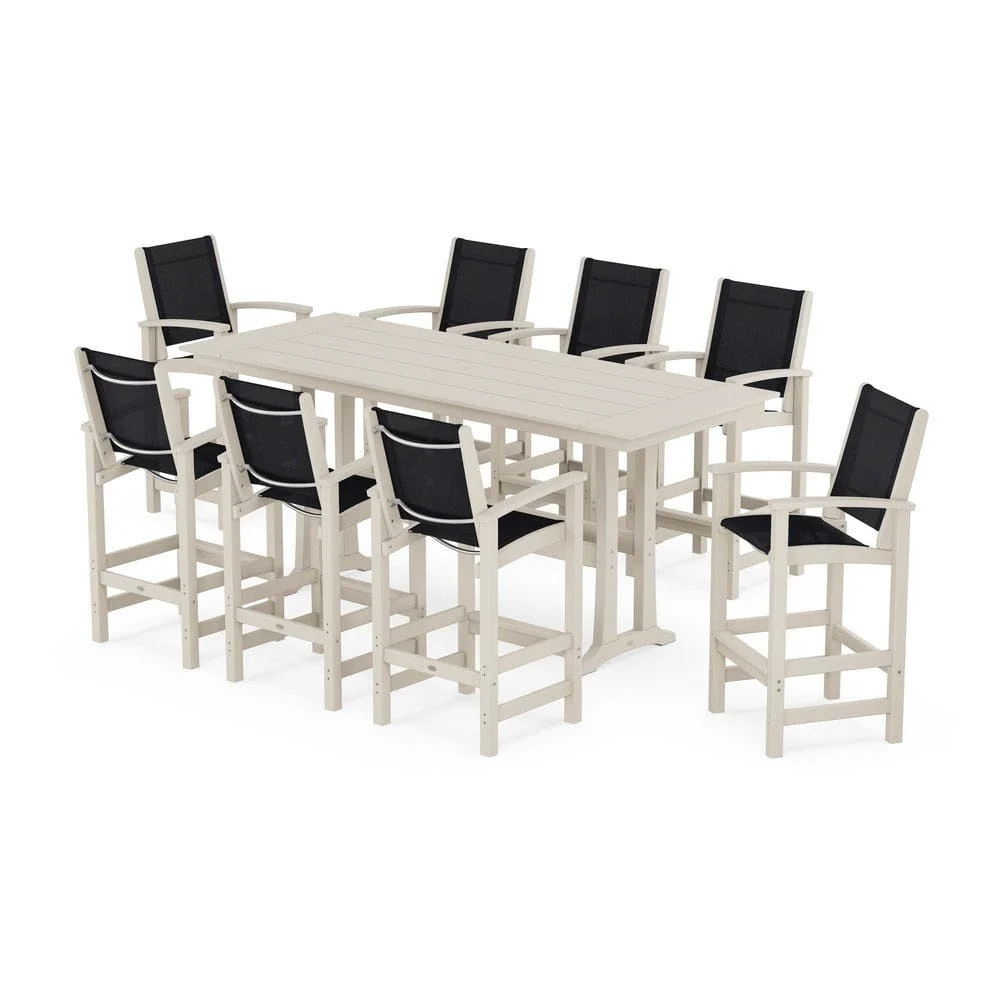 POLYWOOD® - Coastal 9-Piece Farmhouse Bar Set with Trestle Legs - PWS1915 - Image 62