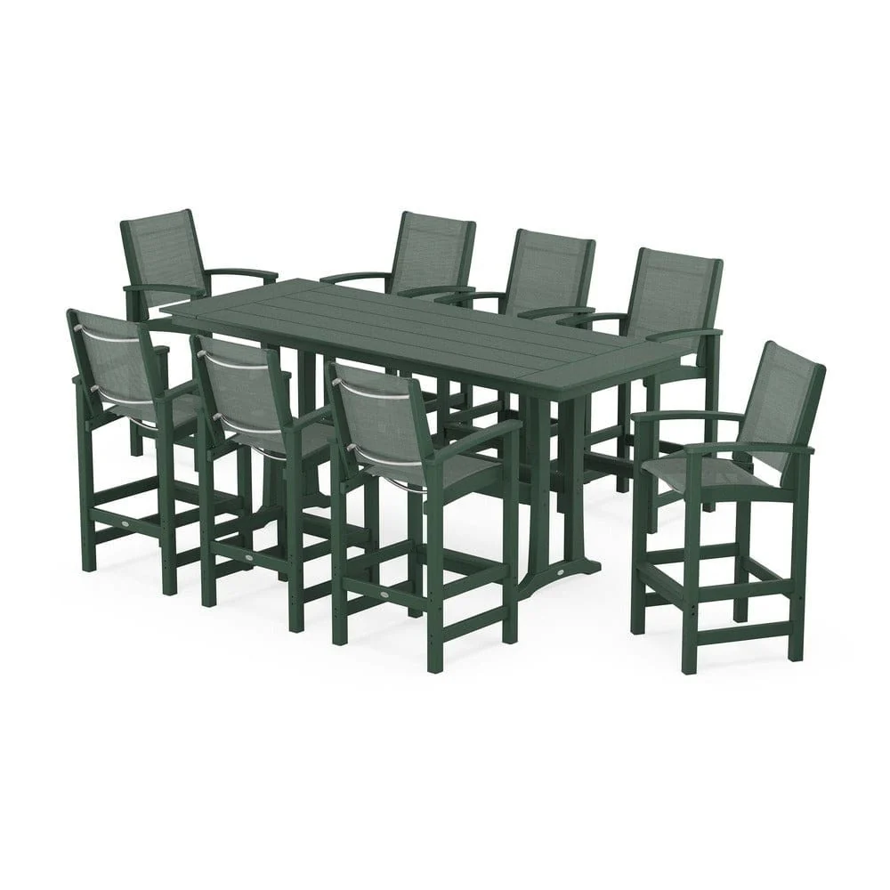 POLYWOOD® - Coastal 9-Piece Farmhouse Bar Set with Trestle Legs - PWS1915 - Image 64