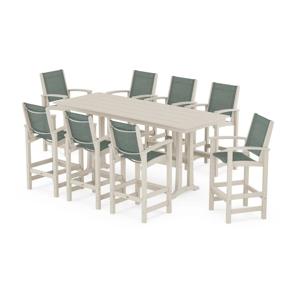 POLYWOOD® - Coastal 9-Piece Farmhouse Bar Set with Trestle Legs - PWS1915 - Image 67