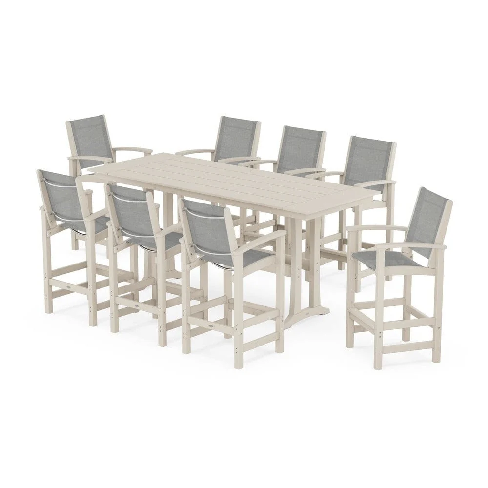 POLYWOOD® - Coastal 9-Piece Farmhouse Bar Set with Trestle Legs - PWS1915 - Image 68
