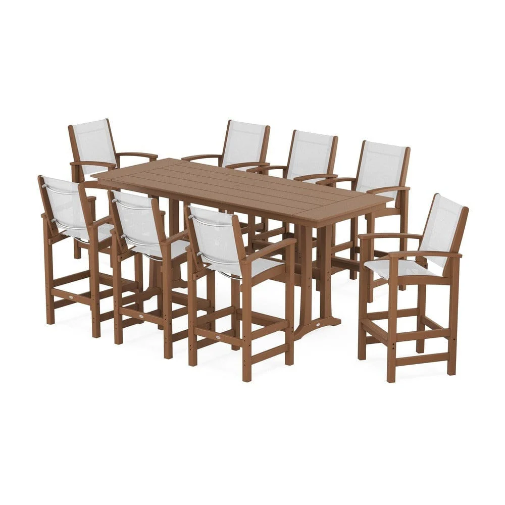 POLYWOOD® - Coastal 9-Piece Farmhouse Bar Set with Trestle Legs - PWS1915 - Image 7