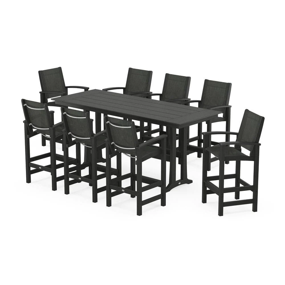 POLYWOOD® - Coastal 9-Piece Farmhouse Bar Set with Trestle Legs - PWS1915 - Image 70