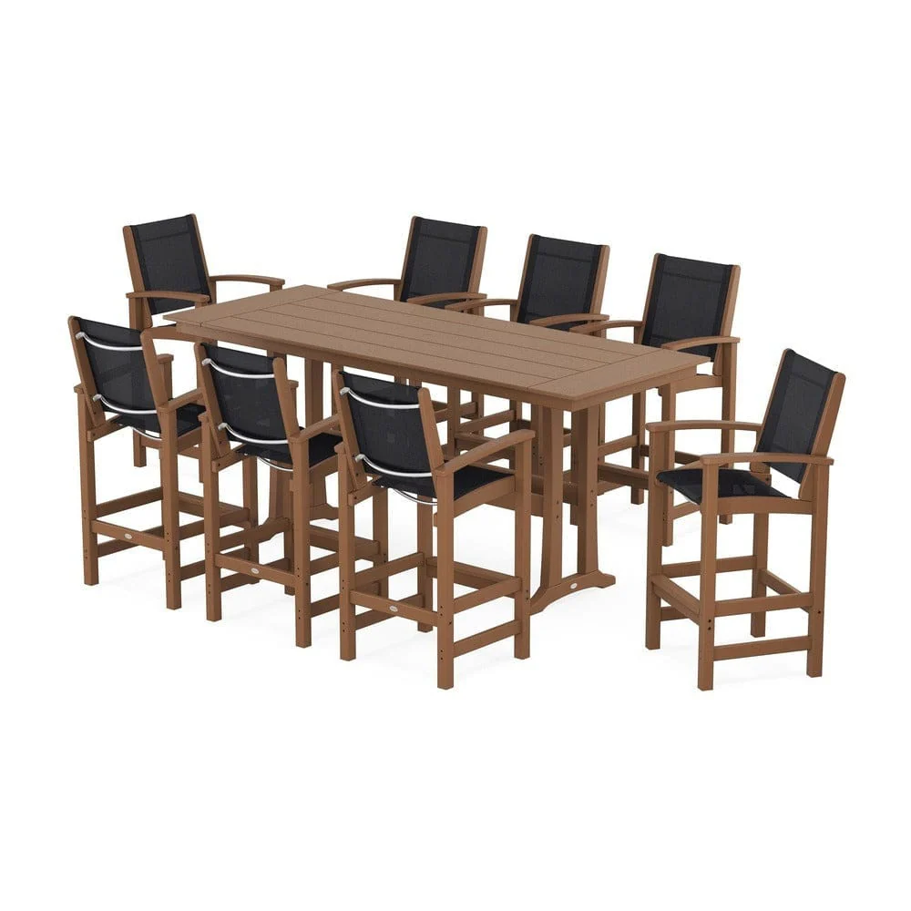 POLYWOOD® - Coastal 9-Piece Farmhouse Bar Set with Trestle Legs - PWS1915 - Image 71