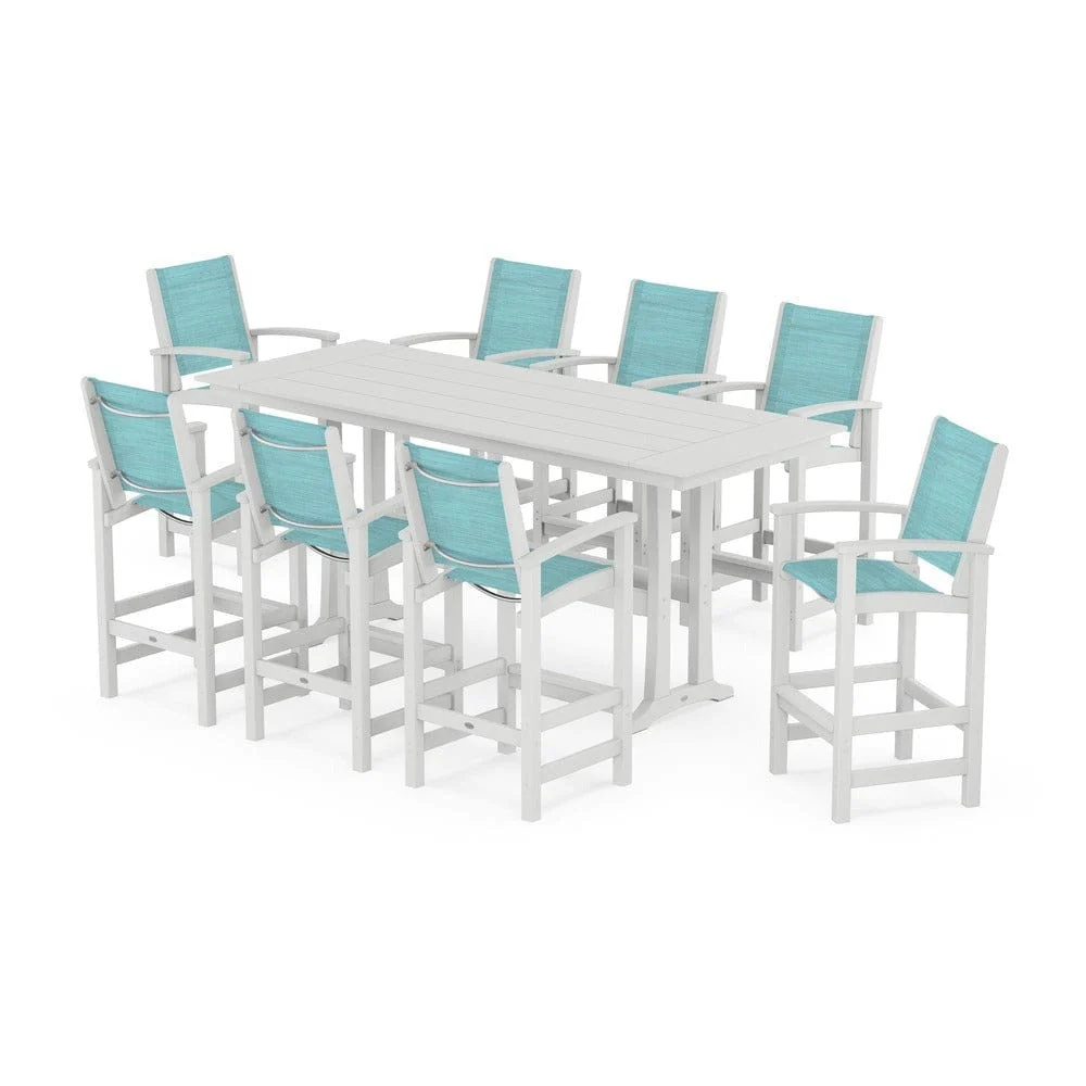 POLYWOOD® - Coastal 9-Piece Farmhouse Bar Set with Trestle Legs - PWS1915 - Image 72