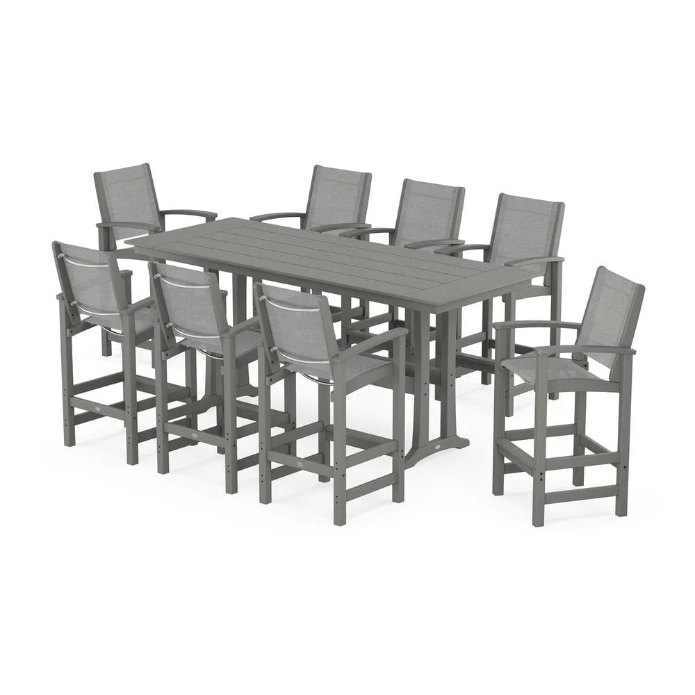 POLYWOOD® - Coastal 9-Piece Farmhouse Bar Set with Trestle Legs - PWS1915 - Image 73