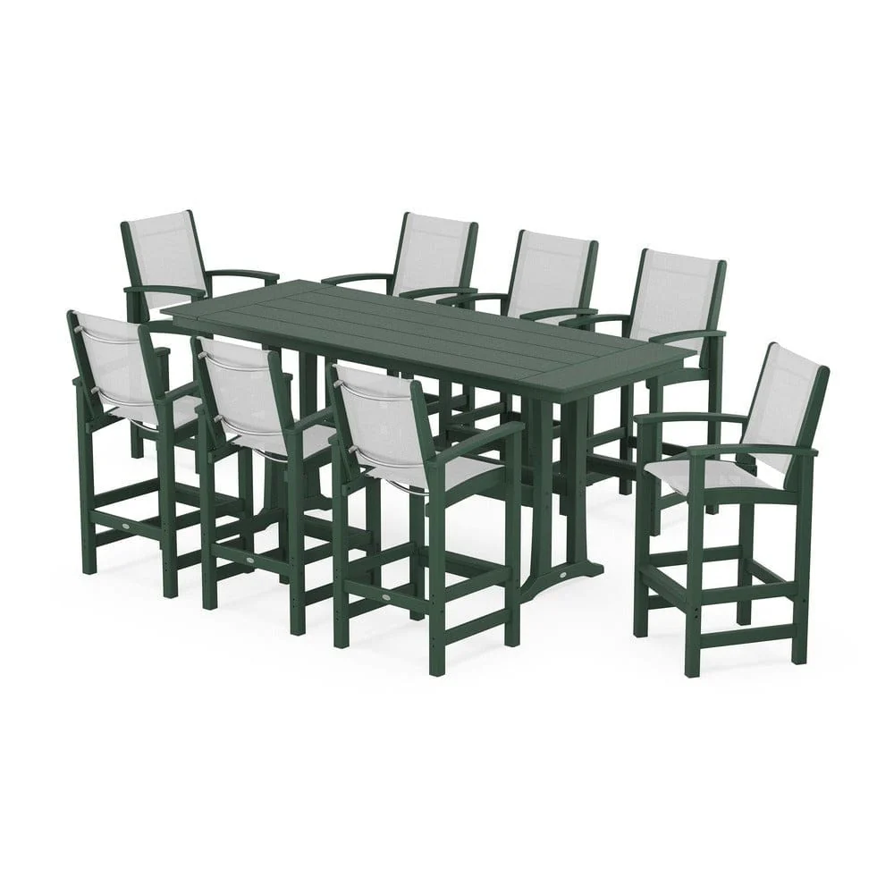 POLYWOOD® - Coastal 9-Piece Farmhouse Bar Set with Trestle Legs - PWS1915 - Image 74