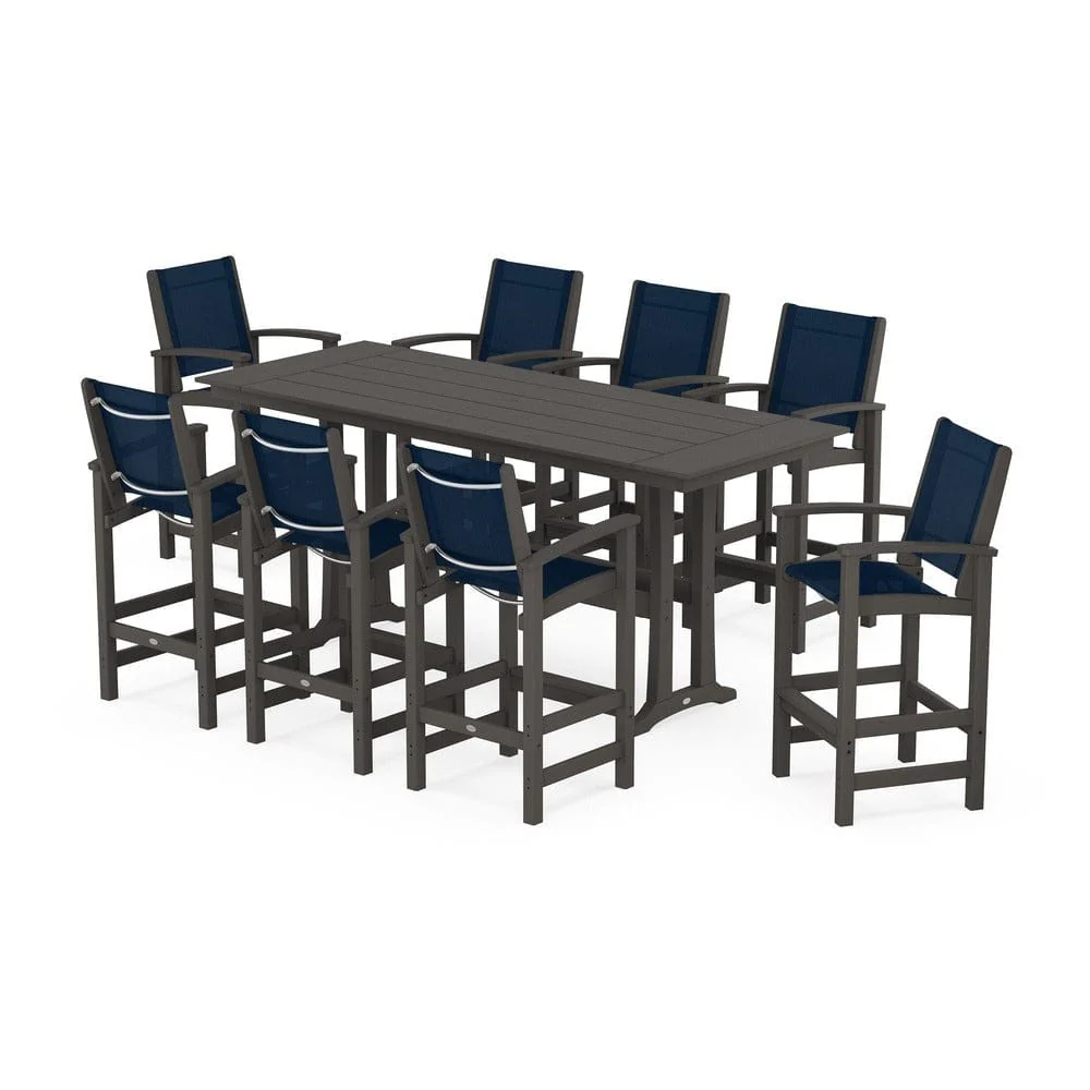 POLYWOOD® - Coastal 9-Piece Farmhouse Bar Set with Trestle Legs - PWS1915 - Image 79