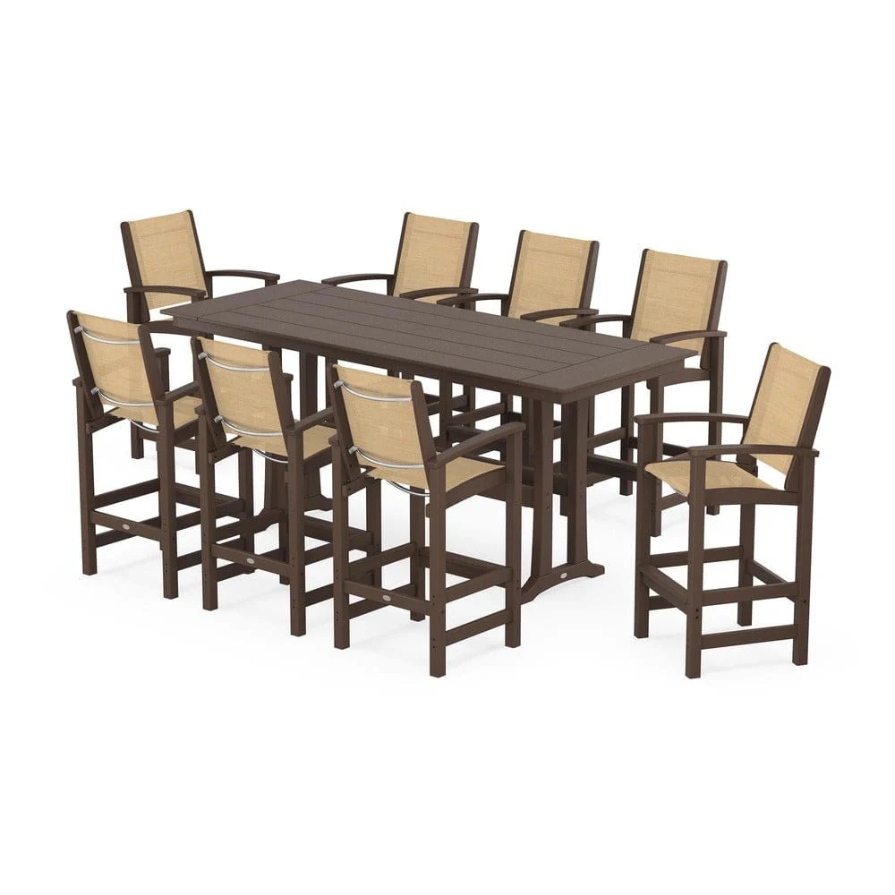 POLYWOOD® - Coastal 9-Piece Farmhouse Bar Set with Trestle Legs - PWS1915 - Image 8