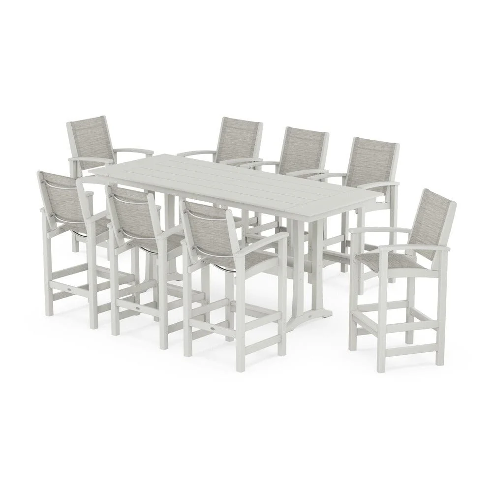 POLYWOOD® - Coastal 9-Piece Farmhouse Bar Set with Trestle Legs - PWS1915 - Image 81