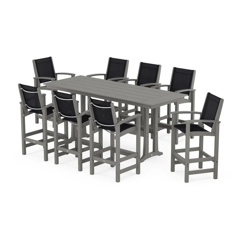 POLYWOOD® - Coastal 9-Piece Farmhouse Bar Set with Trestle Legs - PWS1915 - Image 82
