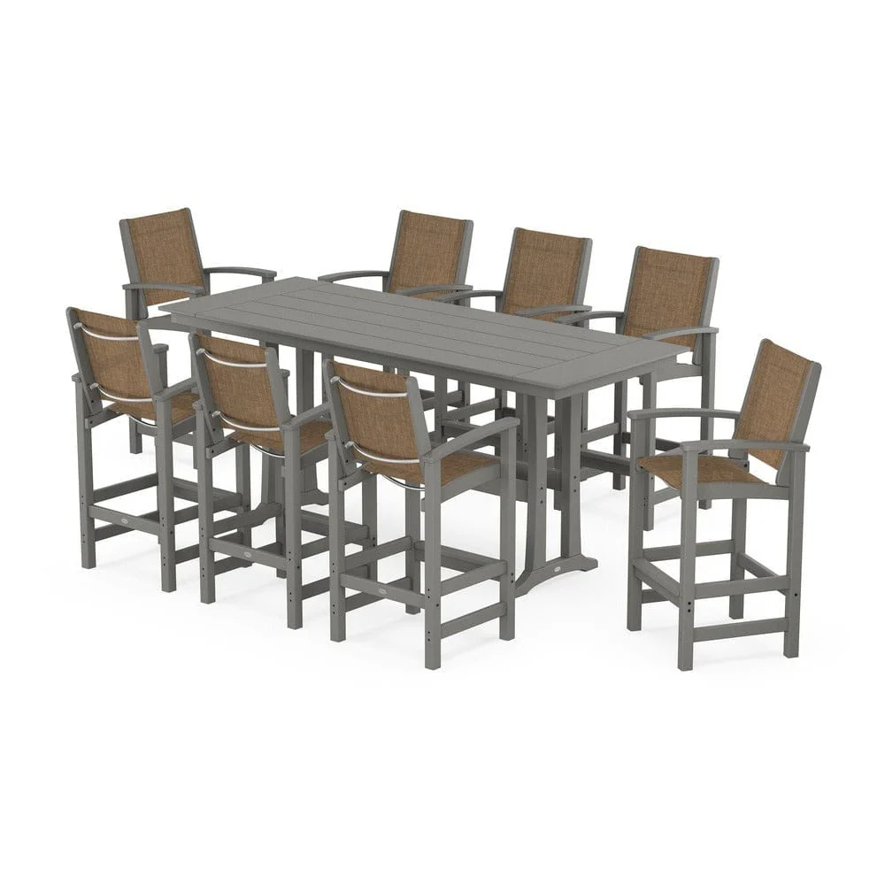 POLYWOOD® - Coastal 9-Piece Farmhouse Bar Set with Trestle Legs - PWS1915 - Image 83